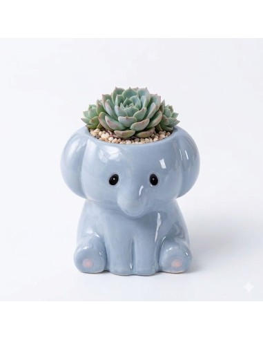 Elefantino portapiantina in ceramica azzurra – 7,3 × 6,5 cm | Doris