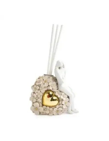 Diffusore cuore floreale beige e bianco | Bomboniere nozze 2027