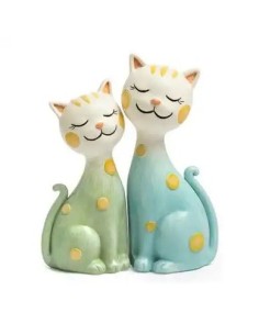 Grün-türkises Katzenpaar, 13,3–15 cm | Gastgeschenke Hochzeit 2027