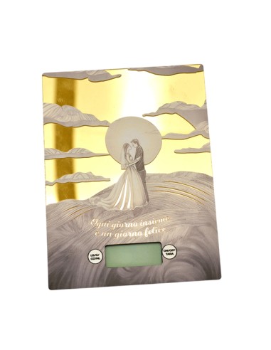 Wedding favour Rectangular scales with gold-tone wedding couple details – Wedding 2027