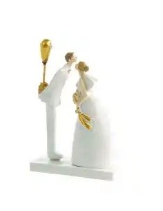 Cadeau mariage Mariés s’embrassant en blanc et doré, 10,2 cm – Mariage 2027