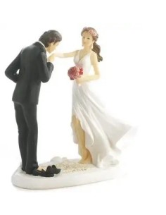 Hochzeitsgastgeschenk Barfüßiges Brautpaar mit Handkuss aus Kunstharz, 16,7 cm – Hochzeit 2027