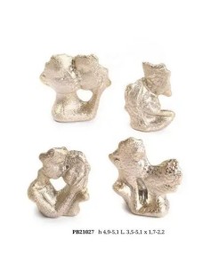 Hochzeitsgastgeschenk Goldfarbene stilisierte Gesichter Verliebter aus Porzellan und Metall, 5,1 cm – Hochzeit 2027