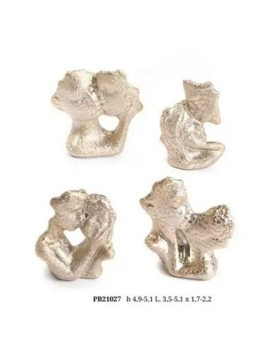 Bomboniera Gruppo volti stilizzati di innamorati oro in porcellana e metallo · 5,1 cm – Matrimonio 2027