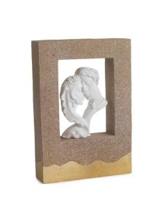 Bomboniera Volti innamorati stilizzati in cornice finit. pietra in resina · 25 cm – Matrimonio 2027