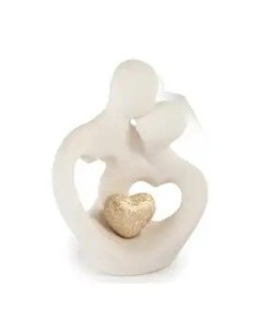 Cadeau mariage Bustes amoureux stylisés avec cœur en porcelaine, 8,8 cm – Mariage 2027
