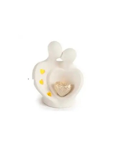 Bomboniera Gruppo innamorati a mezzo busto con cuore stilizzati con luce in porcellana · 8,3 cm – Matrimonio 2027