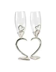 Wedding favour Set of 2 flutes with heart-shaped stems, 25 cm – Wedding 2027