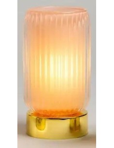 Wedding favour Pink glass lamp with stripes, 15 cm – Wedding 2027