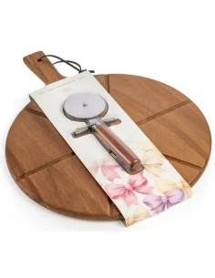 Bomboniera set tagliere rotondo pizza con rotella – Matrimonio 2027