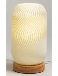 Cadeau mariage Lampe de table à vagues fines et base en bois, 20,2 cm – Mariage 2027