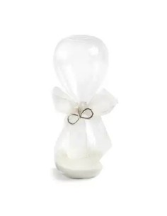 Hochzeitsgastgeschenk Sanduhr mit silberfarbenem Unendlichkeitszeichen und Schleife, 15,5 cm – Hochzeit 2027