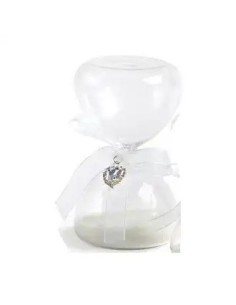 Bomboniera clessidra bianca con cuore e fiocco 12 cm – Matrimonio 2027
