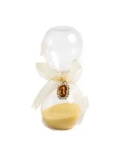 Wedding favour Amber hourglass with bow and rectangular gem, 12 cm – Wedding 2027