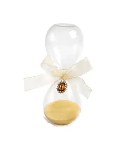 Wedding favour Amber hourglass with bow and rectangular gem, 15.5 cm – Wedding 2027