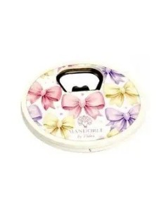 Wedding favour Round bottle opener with bows, 7 cm – Wedding 2027