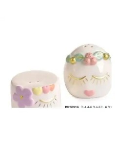Porcelain salt and pepper set with stylised faces 6.3 cm | Wedding…