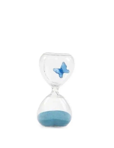Herzförmige Sanduhr aus Glas mit Schmetterling, blaue Ausführung,…