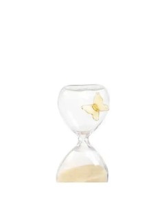 Herzförmige Sanduhr aus Glas mit Schmetterling, cremefarbene…