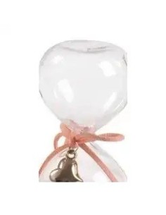 Clessidra rosa in vetro con cuore oro 10 cm | Matrimonio 2027 Doris
