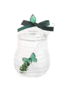 Vasetto per miele verde con farfalla in vetro 13,2 cm | Matrimonio…