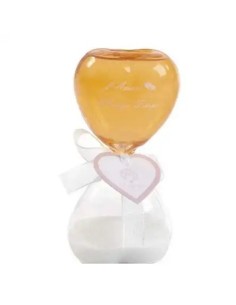 Bernsteinfarbene herzförmige Sanduhr aus Glas mit Schleife 10 cm |…