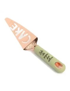Copper-coloured cake server with green handle 23.5 cm | Wedding 2027…