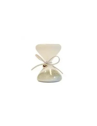 White satin-finish hourglass with gold-coloured heart 9.5 cm |…