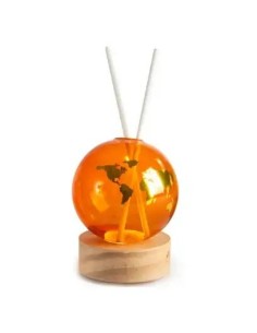Leuchtender Weltkarten-Diffusor aus Glas und Holz, orange, 11 cm |…