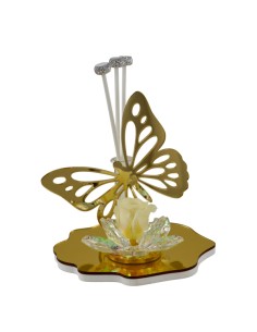 Profumatore Crystal oro con farfalla e rosa | Matrimonio 2027 Doris