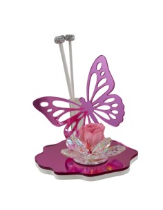 Profumatore Crystal rosa con farfalla e rosa | Matrimonio 2027 Doris