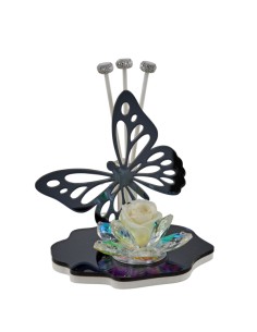 Crystal-Diffusor anthrazit mit Schmetterling und Rose | Hochzeit…
