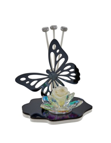 Crystal-Diffusor anthrazit mit Schmetterling und Rose | Hochzeit…