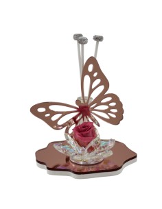 Rose gold-coloured Crystal diffuser with butterfly and rose |…
