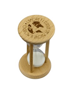 Sablier blanc en bois avec monde, petit | Mariage 2027 Doris