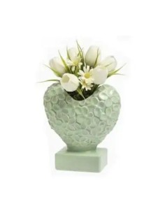 Vaso cuore verde piccolo in ceramica con fiori | Matrimonio 2027 Doris