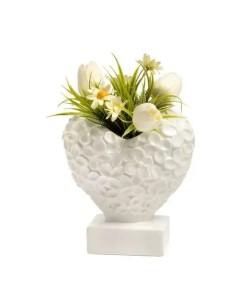 Vaso cuore bianco grande in ceramica con fiori | Matrimonio 2027 Doris