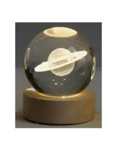 Illuminated Saturn globe in crystal and wood 6 cm | Wedding 2027 Doris