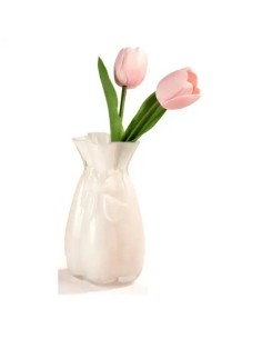 White glass vase with raised bow 20.2 cm | Wedding 2027 Doris