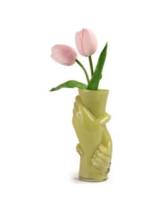 Green glass vase with raised hands 20.7 cm | Wedding 2027 Doris