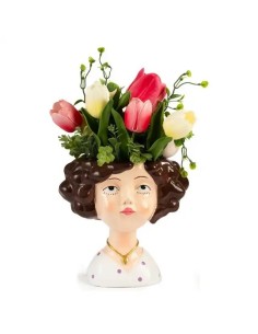 Vase buste de jeune fille à tulipes en résine et plastique 40 cm |…