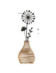 Vaso etnico a fiori stilizzati con corda in metallo 34,5 cm |…