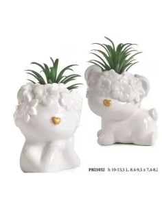 Animal vase with plant in porcelain and plastic 13.5 cm | Wedding…