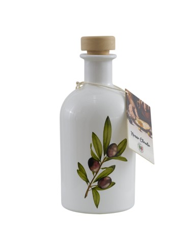 Bottiglia per olio bianca con motivo ulivo con tappo versatore 14 | Matrimonio 2027