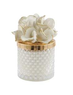Diamond candle with hydrangea in white and gold, medium tall | Wedding 2027