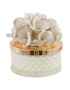 Diamond candle with hydrangea in white and gold, large low | Wedding 2027