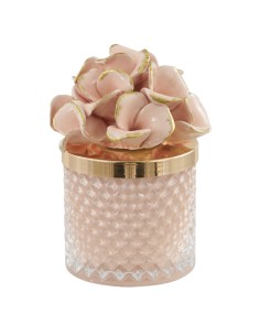 Bougie Diamond à hortensia rose poudré et or, modèle moyen haut | Mariage 2027