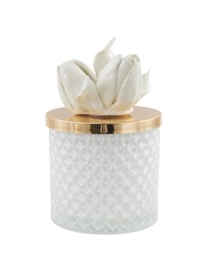 Kerze Diamond mit Tulpen in Weiß, groß und hoch | Hochzeit 2027