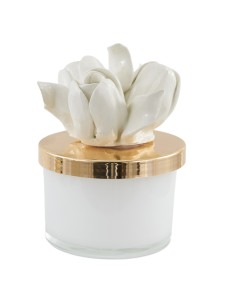 Bougie lisse à tulipes blanc, modèle bas | Mariage 2027