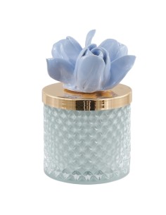 Diamond candle with tulips in air force blue, medium tall | Wedding 2027
